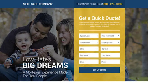 Mortgage website landing page example from Fiverr freelancer