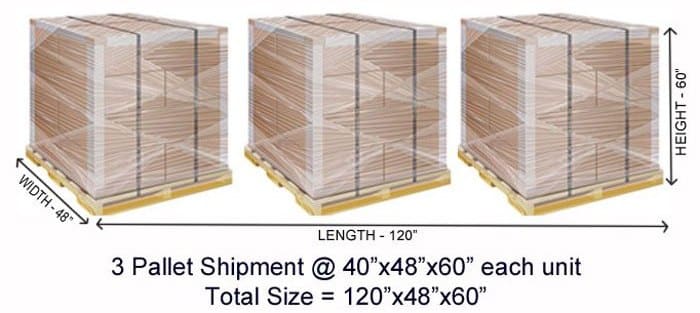 Screenshot of 3 Pallet Shipment Total Size