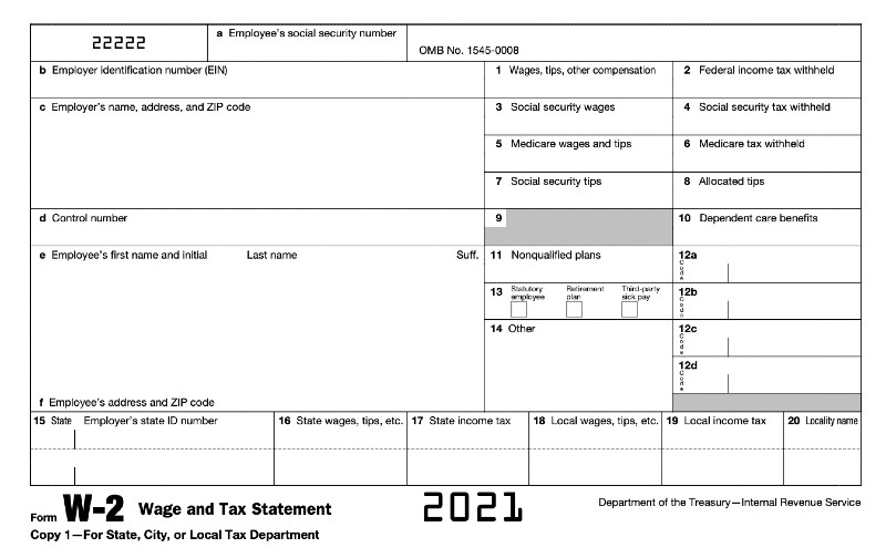 表格W-2:工资纳税申报表