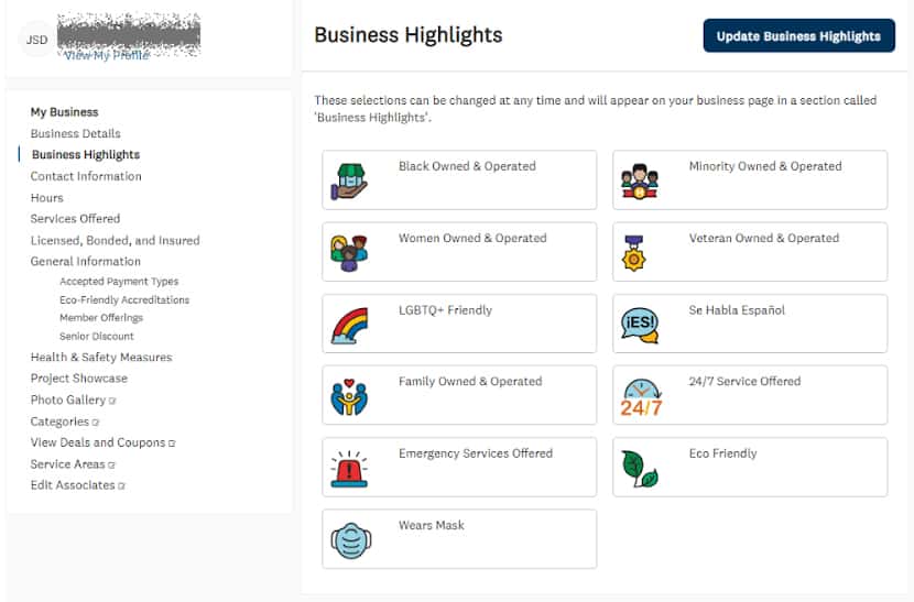 Screenshot of Angi Business Highlights Page