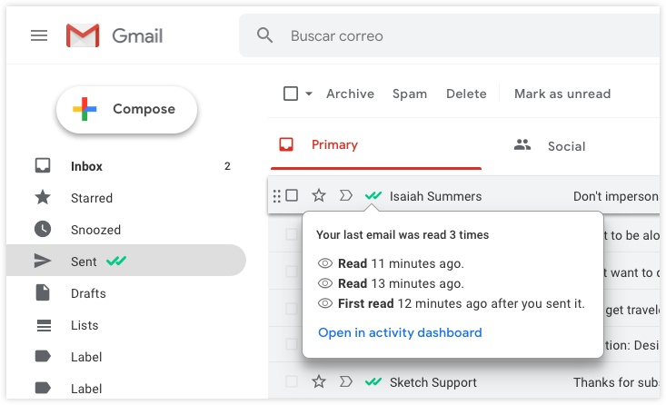 MailTrack Gmail集成显示检查打开的电子邮件