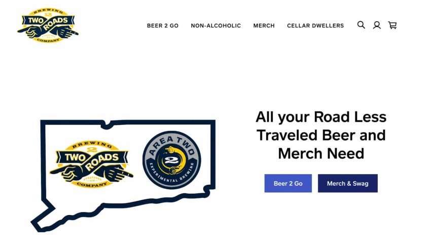 Two Roads’ online ordering homepage.