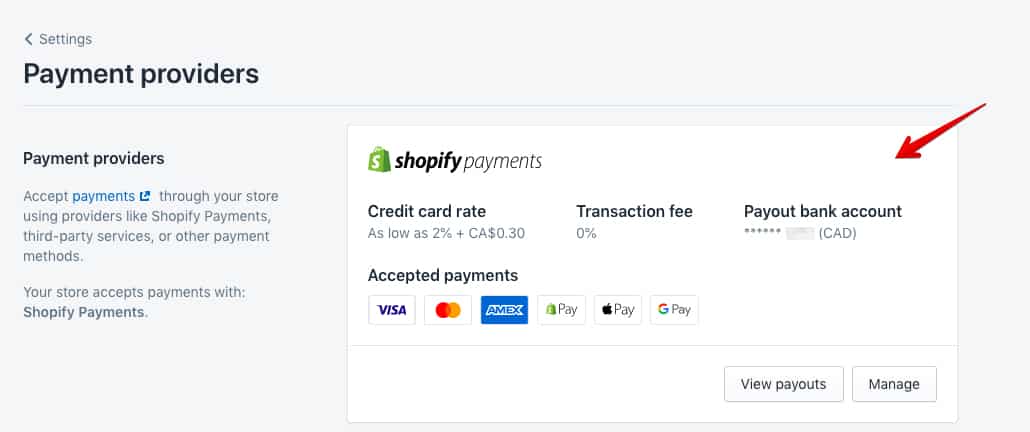 接受第三方支付服务的Shopify支付提供商的形象。