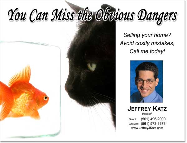 Real estate farming postcards showcasing pets.