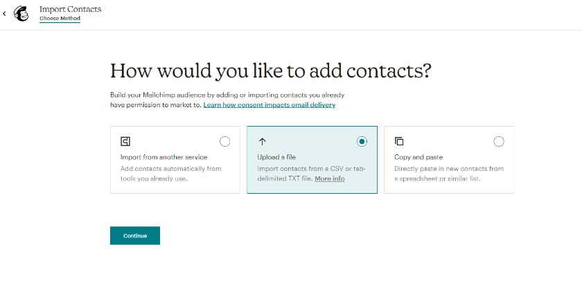 Steps in Importing Contact Option in Mailchimp.