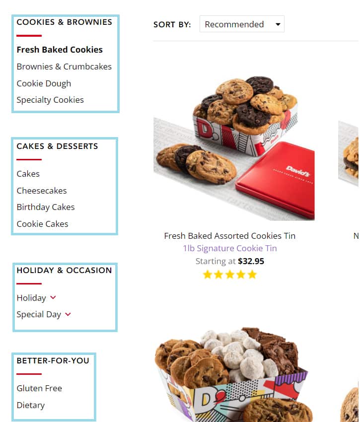 cookie的产品分类。