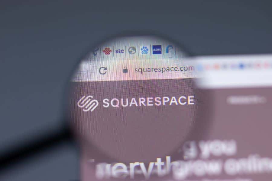 Squarespace website magnified.