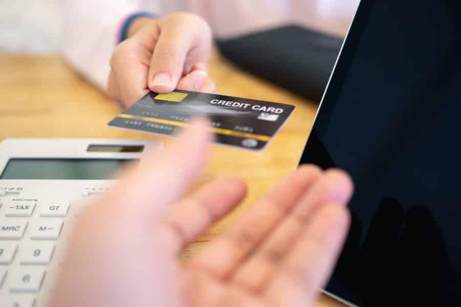 Paying a goods or services using a credit card.