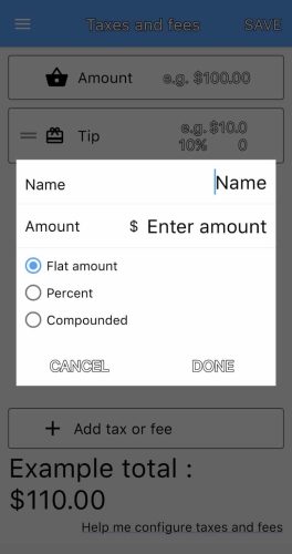 ChargeStripe set tips and taxes under Settings.