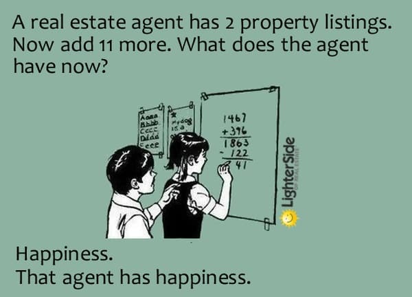 Real estate agent property listings happiness joke