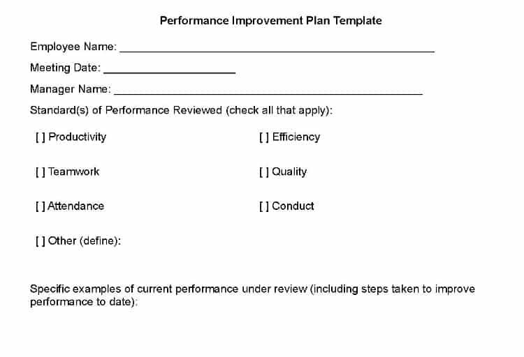 Performance improvement plan template.
