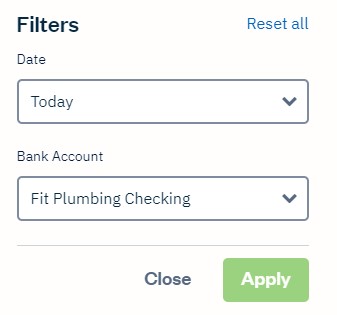 FreshBooks report filters.
