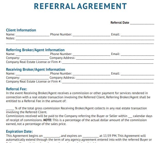 Referral Agreement Example