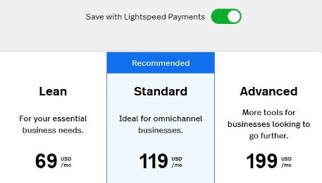 Showing Lightspeed Retail annual pricing.