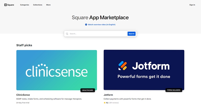 Browse the Square app marketplace.