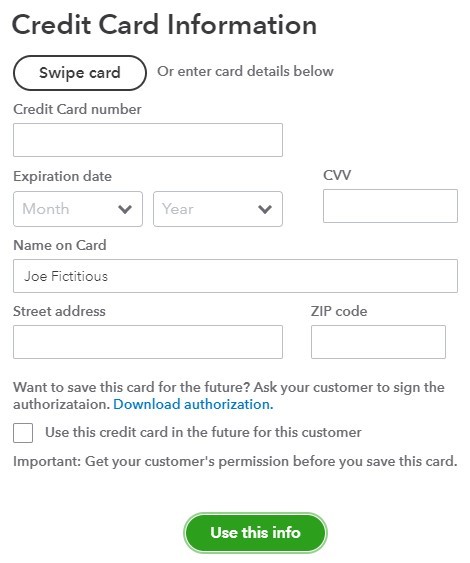 Entering customer credit card information.