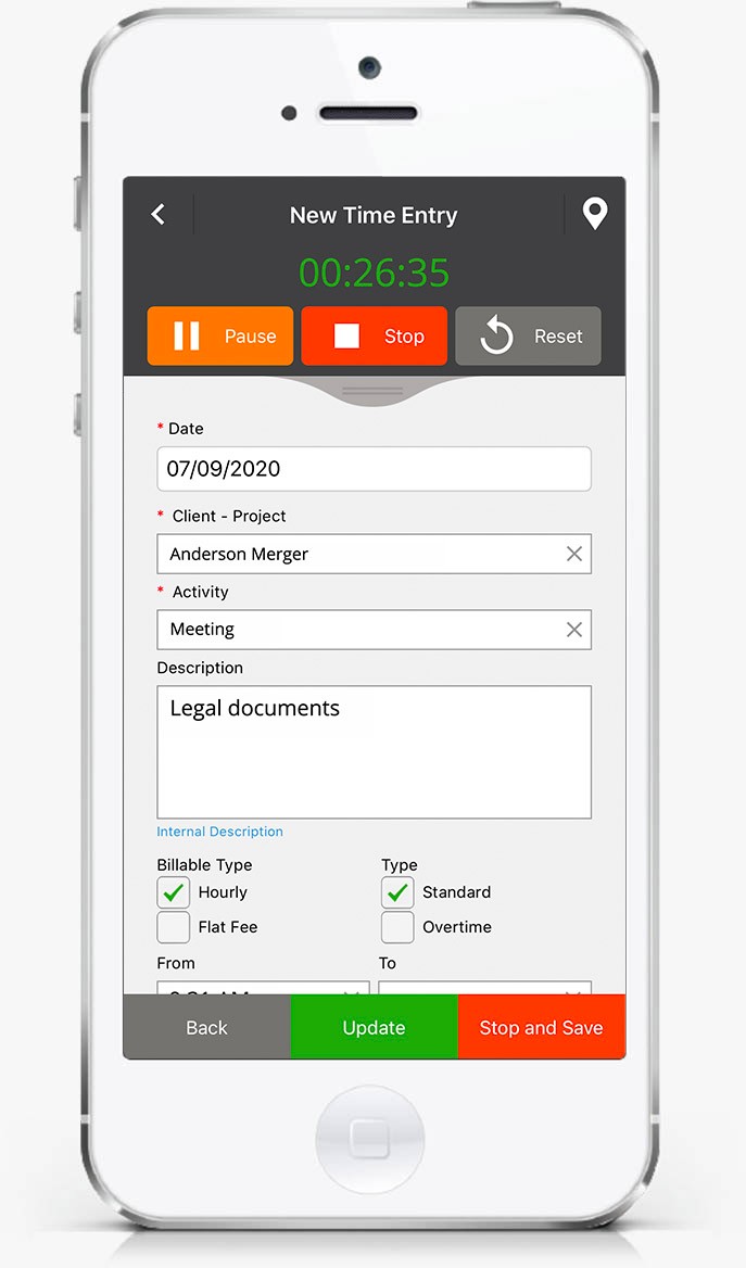 LawBillity可以让你追踪每个客户的法律时间。