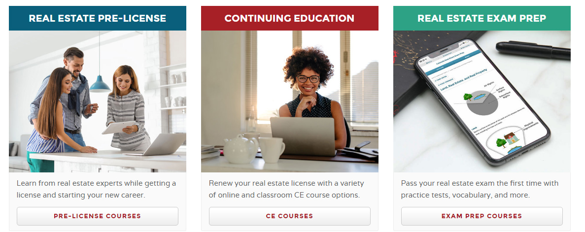 范Education Center Course selection from homepage.