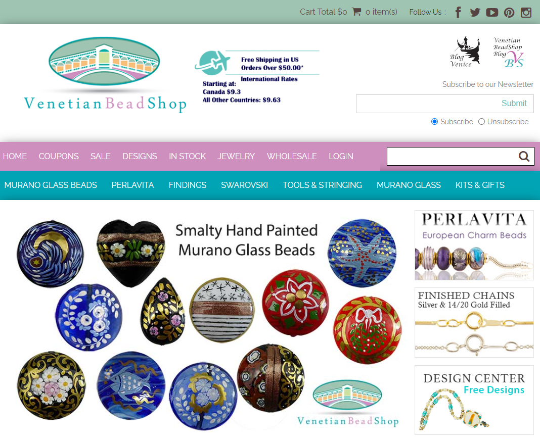 Venetian Bead Shop sample website.