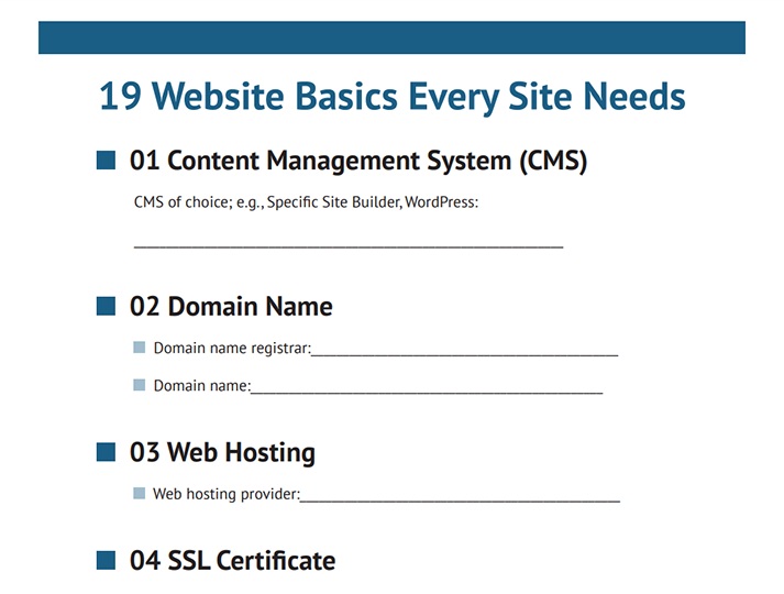 Website basics planning checklist.