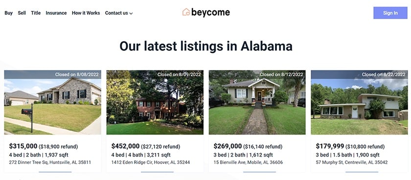 Beycome.com阿拉巴马州最新房源。