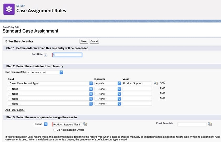 Salesforce rule entry edit for standard case assignment.