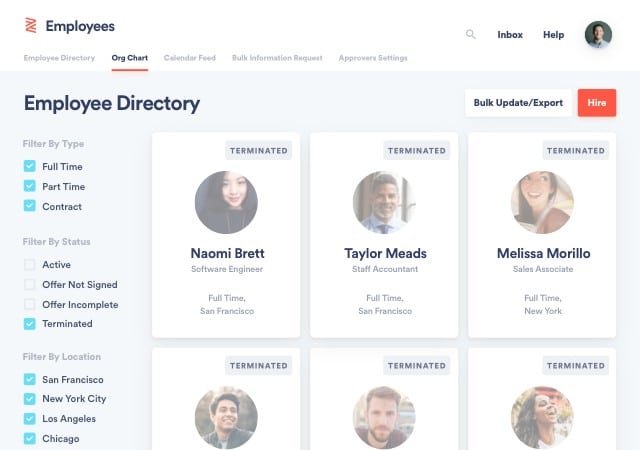 TriNet Zenefits offers an employee directory and org chart to help you easily view and manage your workforce.