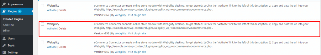 Install & Activate Webgility on WordPress.