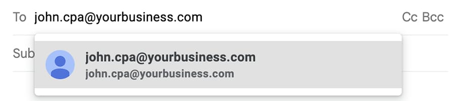 Example of business email address with name and title.