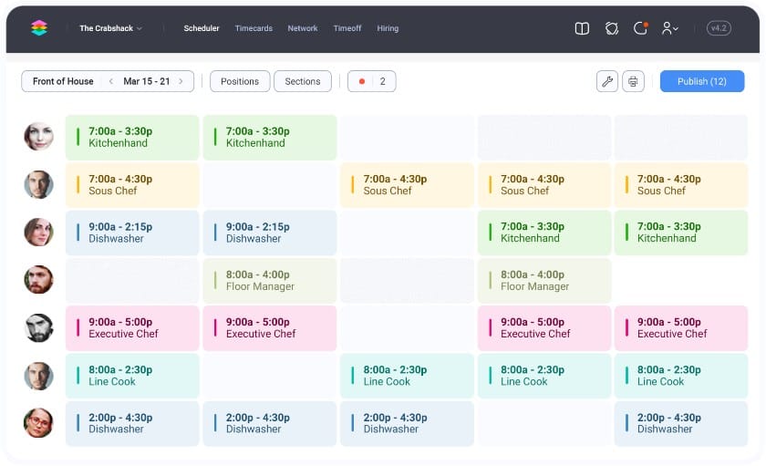 The weekly team schedule on SocialSchedules allows you to see when team members are working.