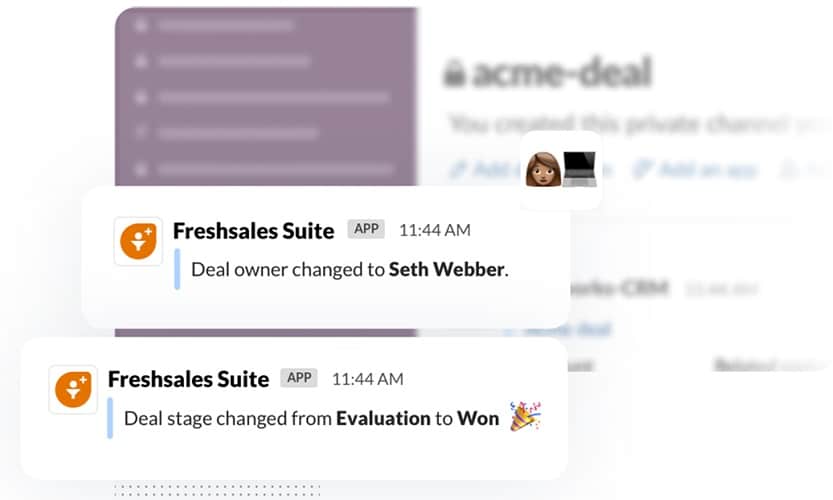 Freshsales在Slack上合作交易