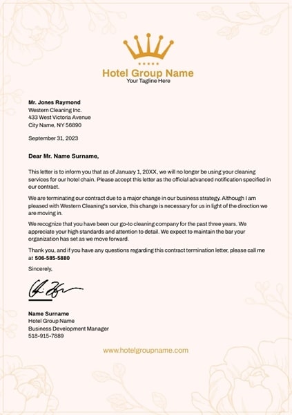 Poster My Wall example of luxury hotel business letterhead