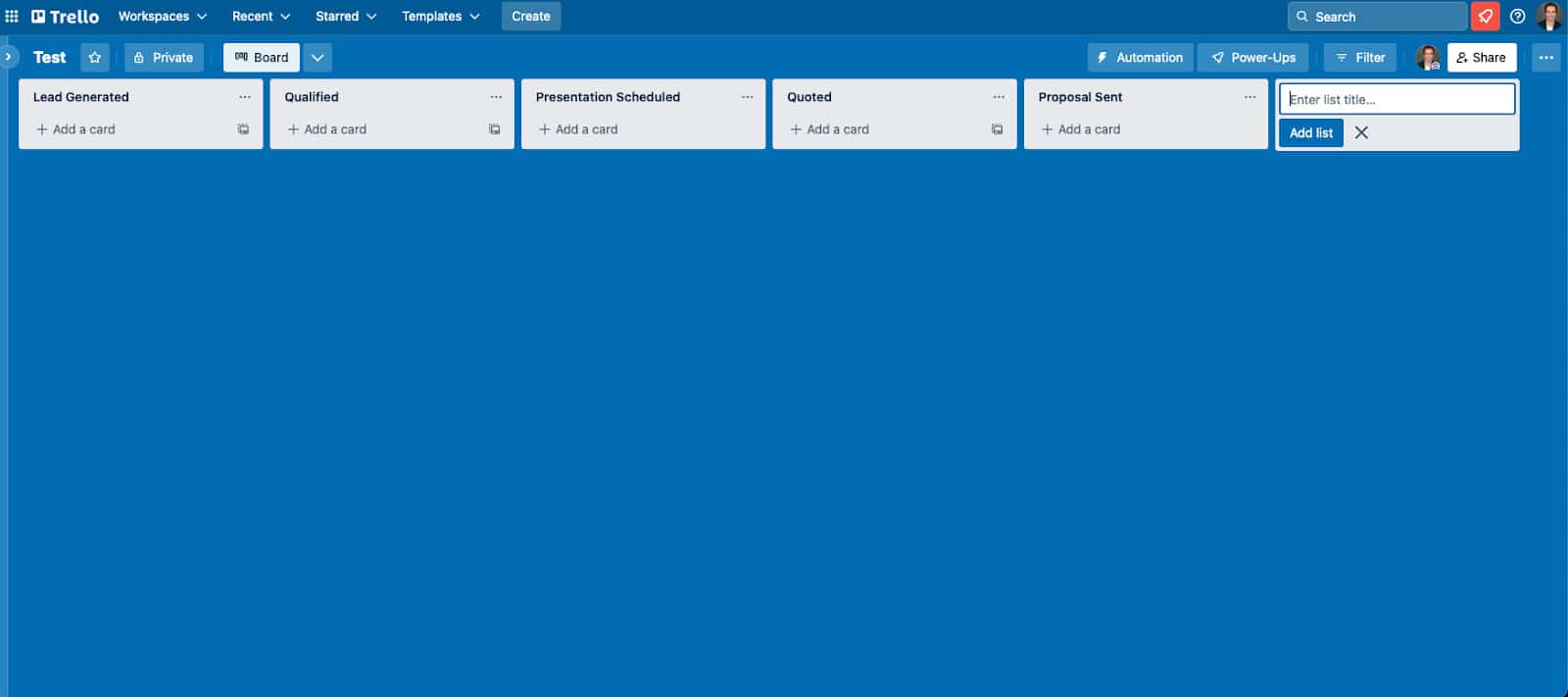 Trello's drag-and-drop capabilities to move lists.