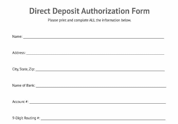 Direct deposit authorization form.