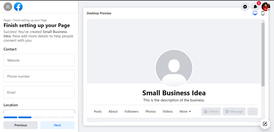 在你的Facebook商业页面上添加一个地点。