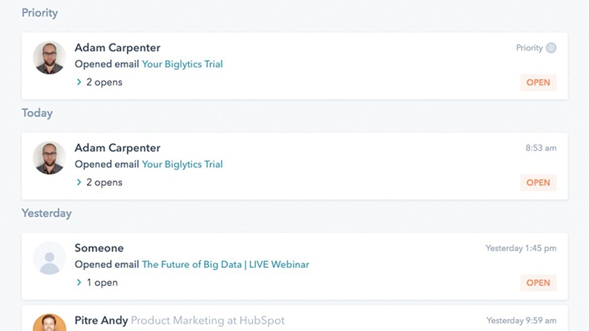 HubSpot’s email tracking feature