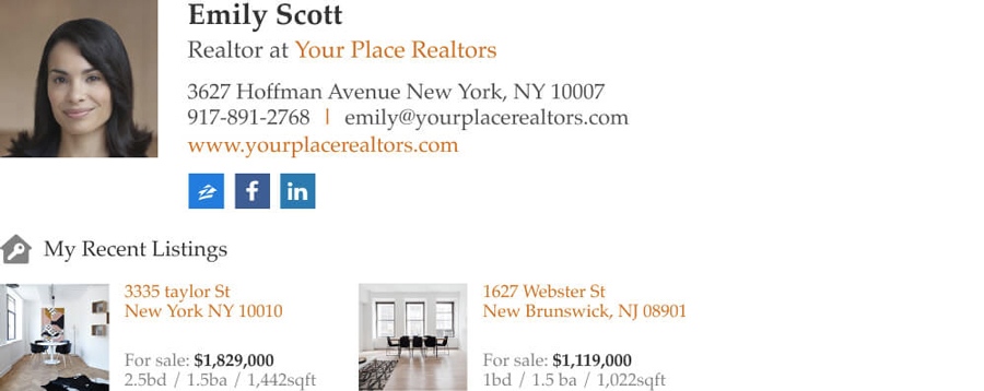 Example of a real estate agent email signature