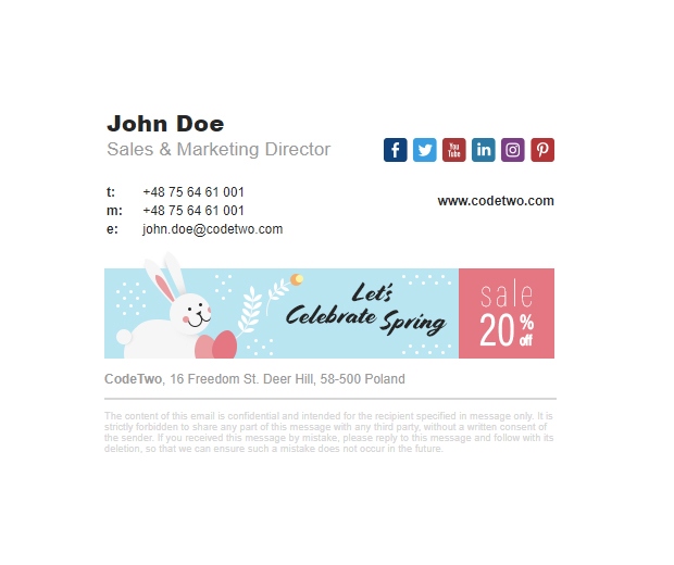 Example of a seasonal email signature