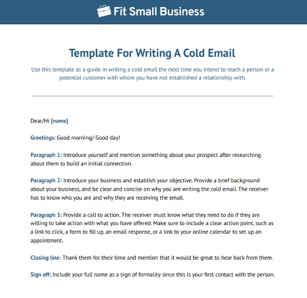 Template For Writing A Cold Email