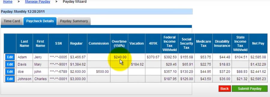 ePaycheck screen showing that you can view and edit payroll information.