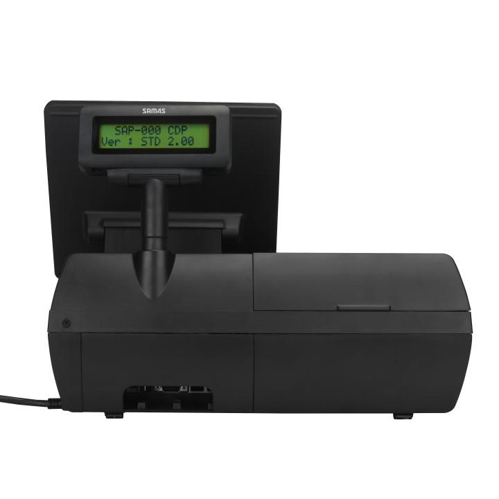 SAM4s SAP-630电子收银机上的绿色和黑色面向客户的数字杆显示。