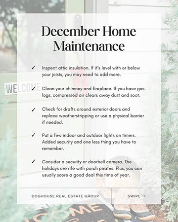 Facebook post of December home maintenance