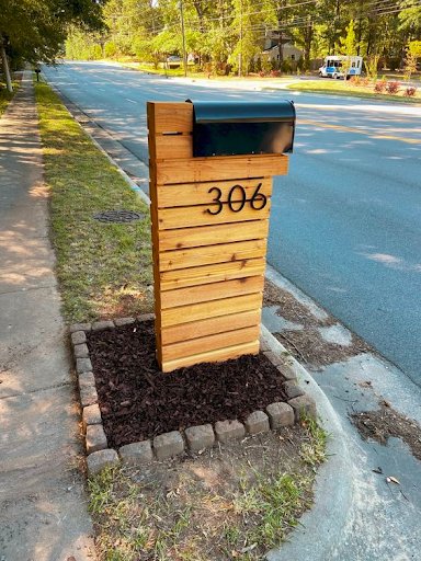 Modern mailbox with wood slats