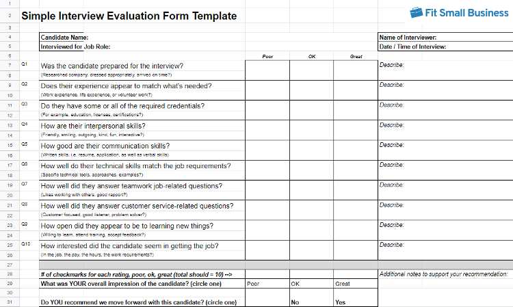 Simple interview form template.