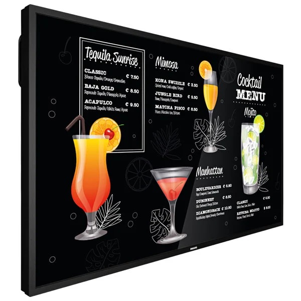 可定制的数字饮料菜单模仿黑板的外观。