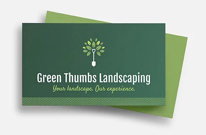 sample business card for a landscaping service designed with Vistaprint