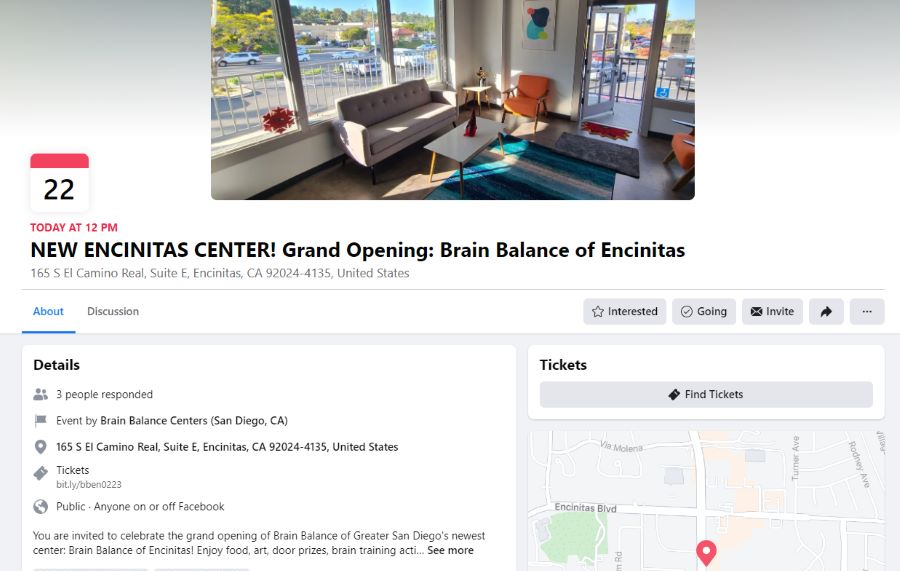 一家企业庆祝新址盛大开业派对的Facebook活动页面截图。