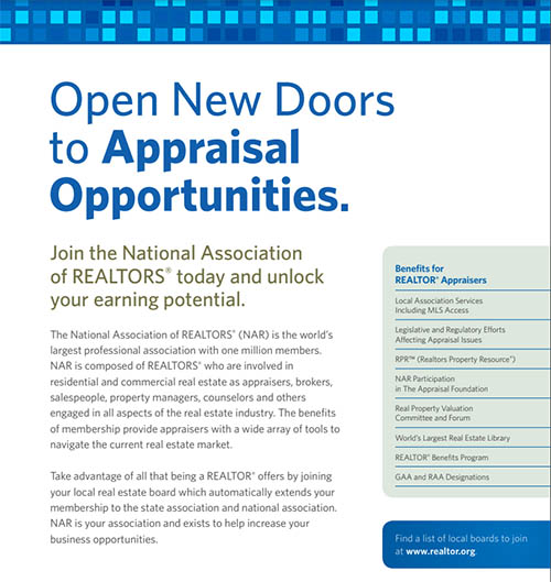 国家协会iation of Realtors benefits for appraisers