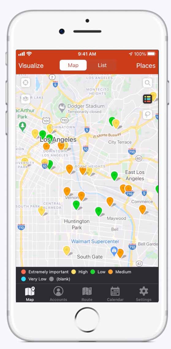 Mapping and prioritizing leads in SalesRabbit mobile.