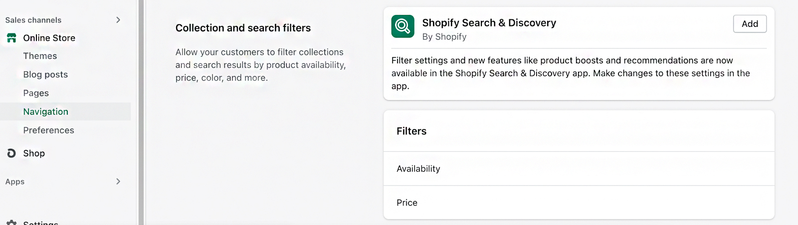 如何在Shopify商店的仪表板上设置收集和搜索过滤器。